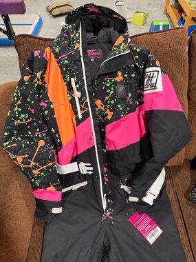 OOSC Clueless one piece Ski Suit Snow 2Xl Super Pop Retro All In One $599